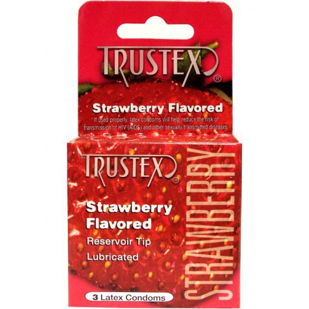 Trustex Strawberry Flavored Lubricated Condoms - Pack of 3