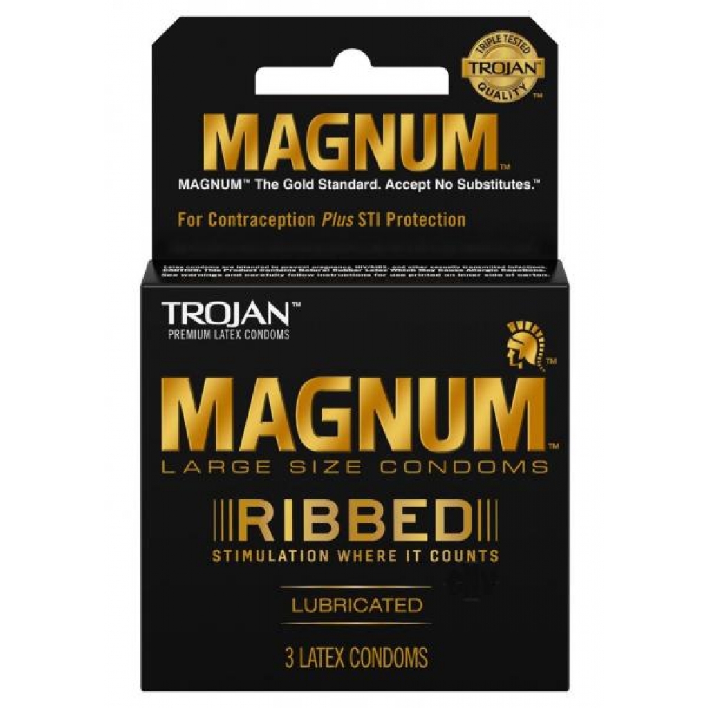 Trojan Magnum Ribbed Latex Condoms - 3 Pack