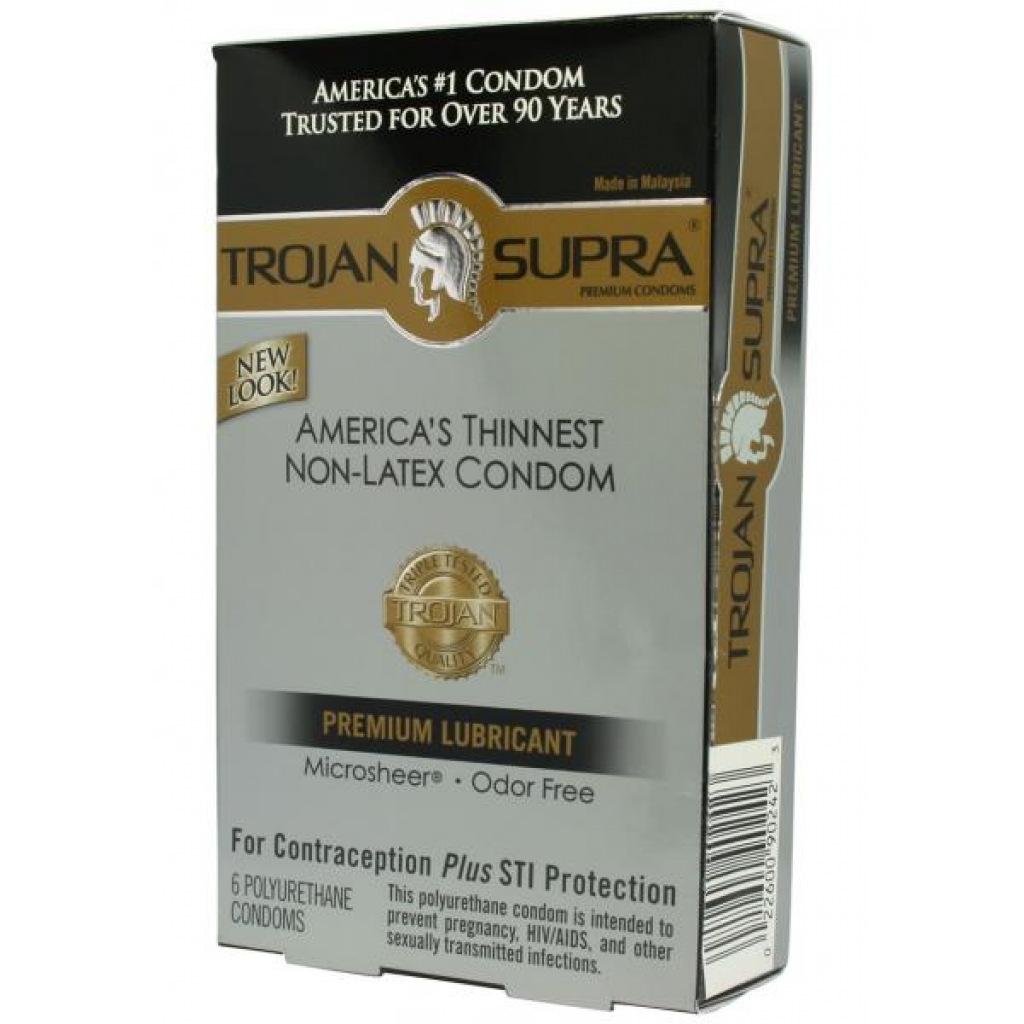 Trojan Condom Supra Microsheer Non-Latex Lubricated - 6 Pack