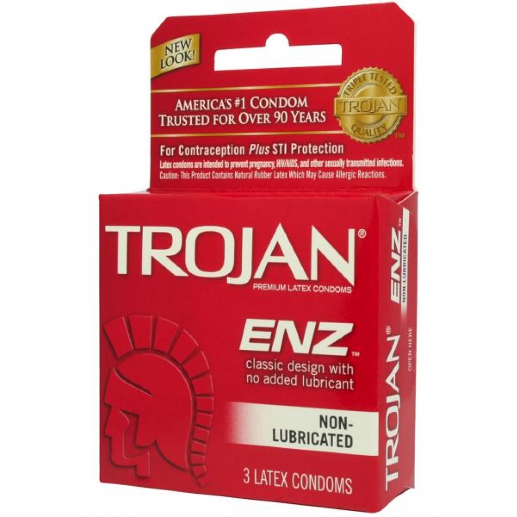 Trojan Enz Non-Lubricated Condoms - Box of 3