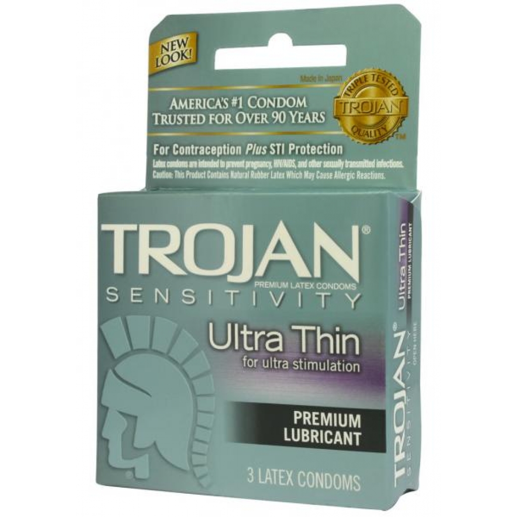 Trojan Condom Sensitivity Ultra Thin Lubricated 3 Pack