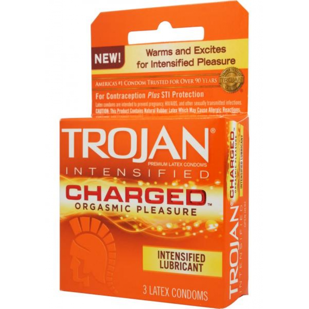 Trojan Intensified Charged Orgasmic Pleasure Condoms - 3pk Clear