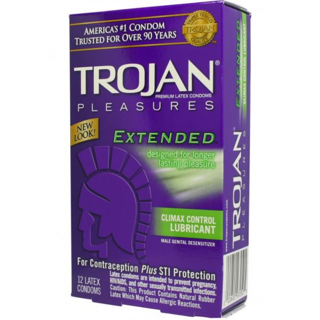 Trojan Condom Pleasures Extended Climax Control - 12 Pack