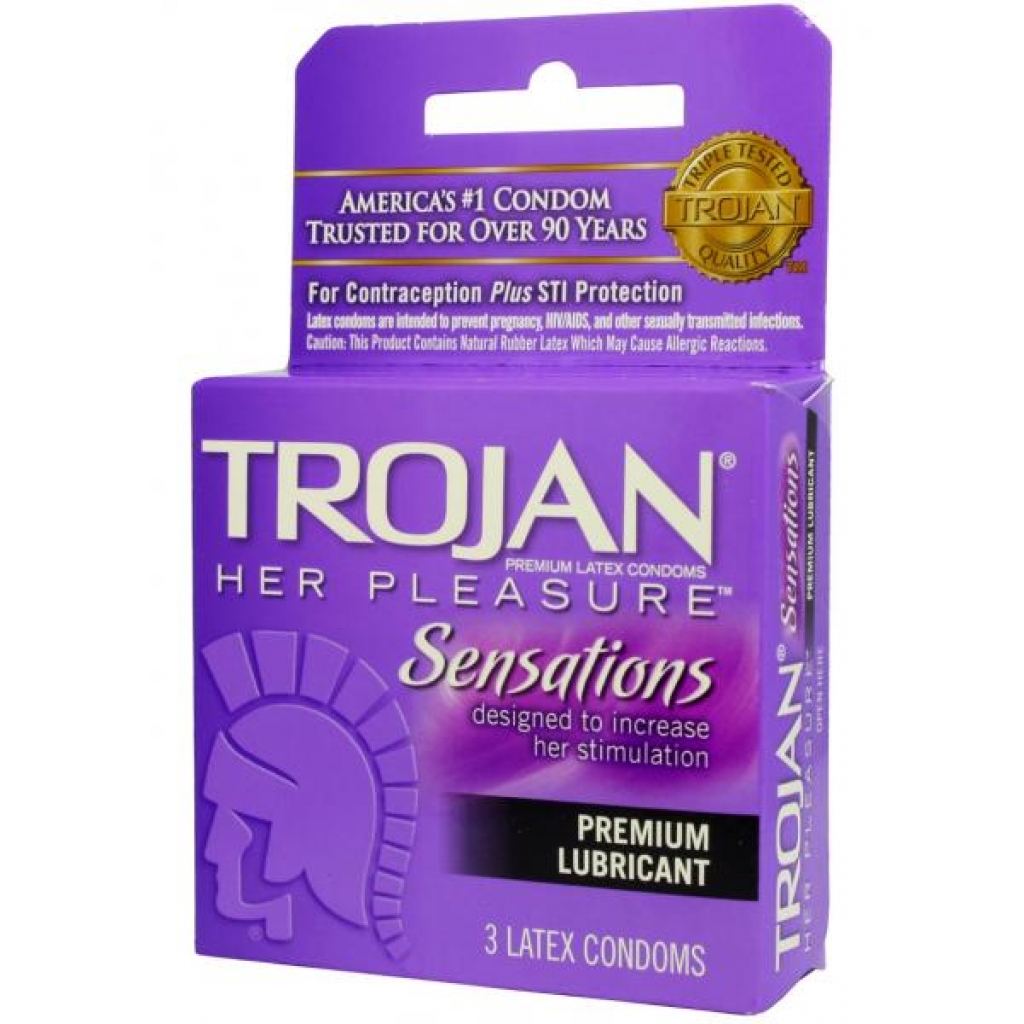 Trojan Her Pleasure Sensations Lubricated Condoms - 3 Pack