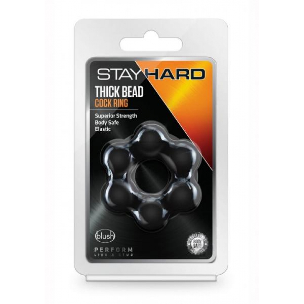 Stay Hard Thick Bead Cock Ring - Black