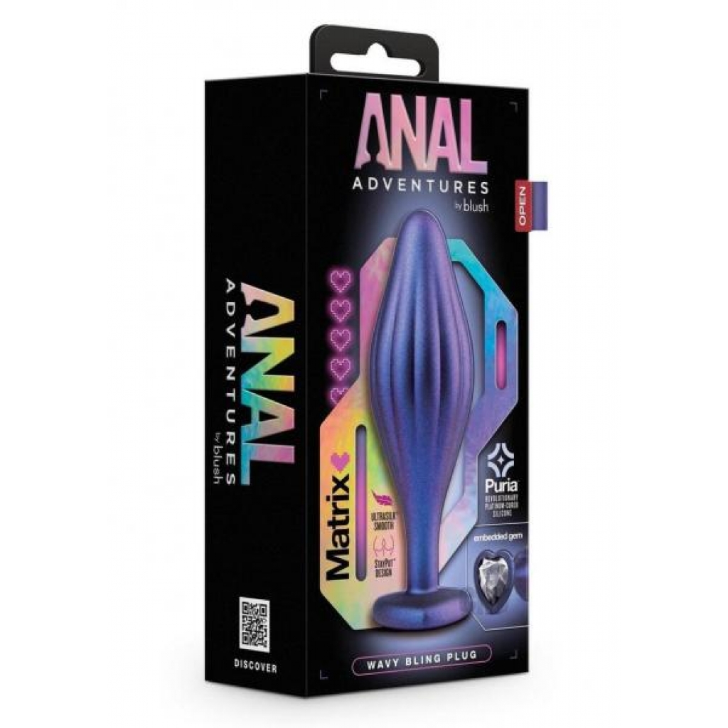 Anal Adv Matrix Wavy Bling Plug Sapphire Blue