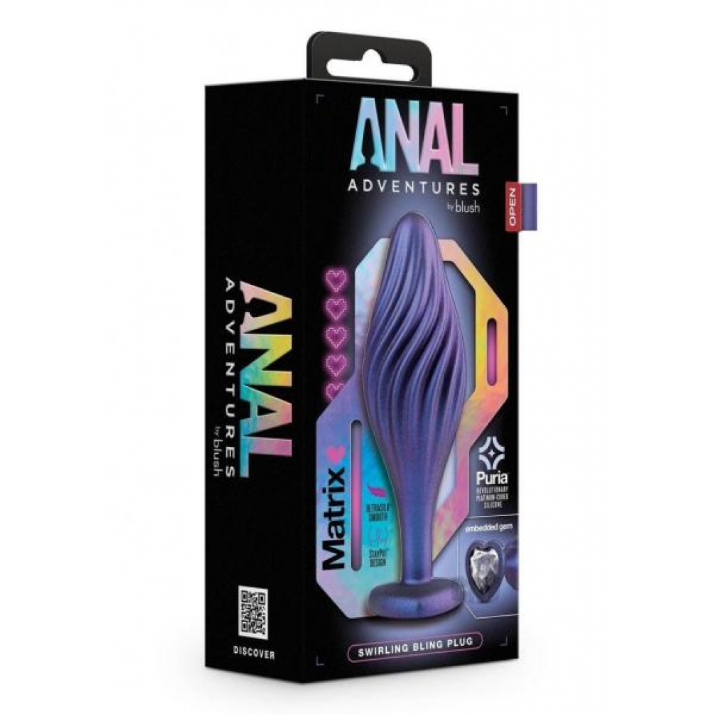 Anal Adv Matrix Swirl Bling Plug - Sapphire Blue