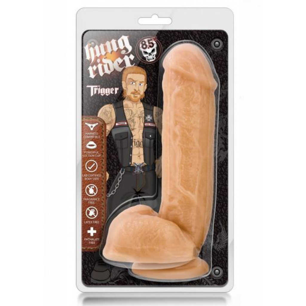 Hung Rider Trigger - Ultra-Thick Dildo in Beige