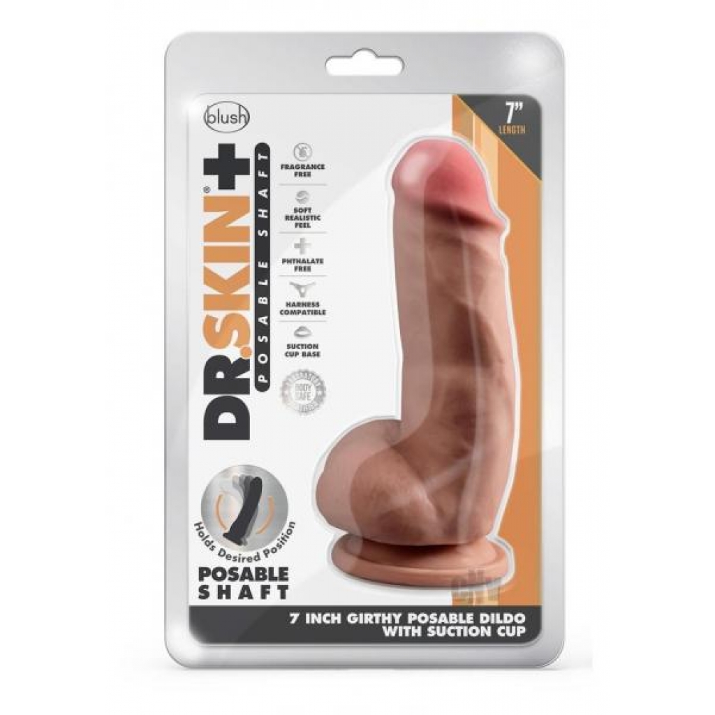 Dr. Skin Plus Girth Pose Dildo - 7 Inch Caramel