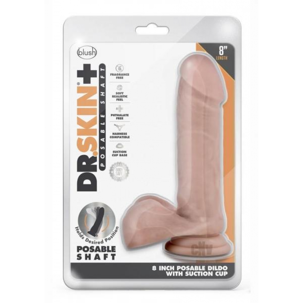 Dr Skin Plus Pose Dildo - 8 Inch - Vanilla Beige