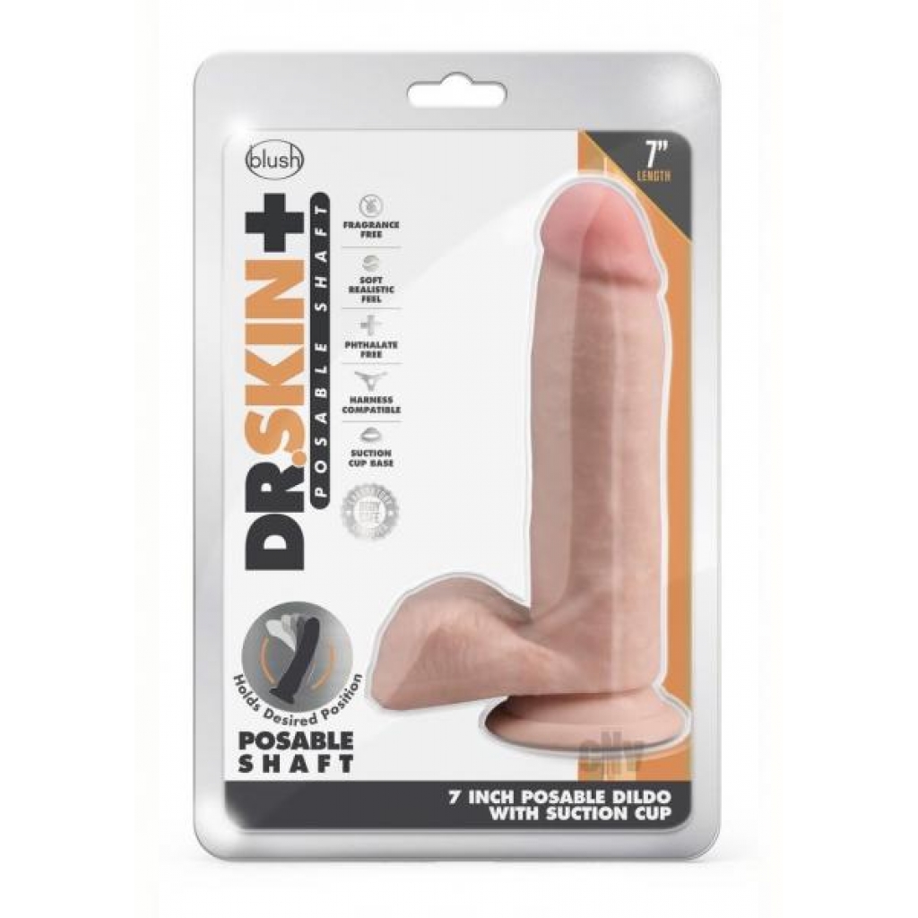 Dr Skin Plus Posable Dildo - 7 inches Vanilla