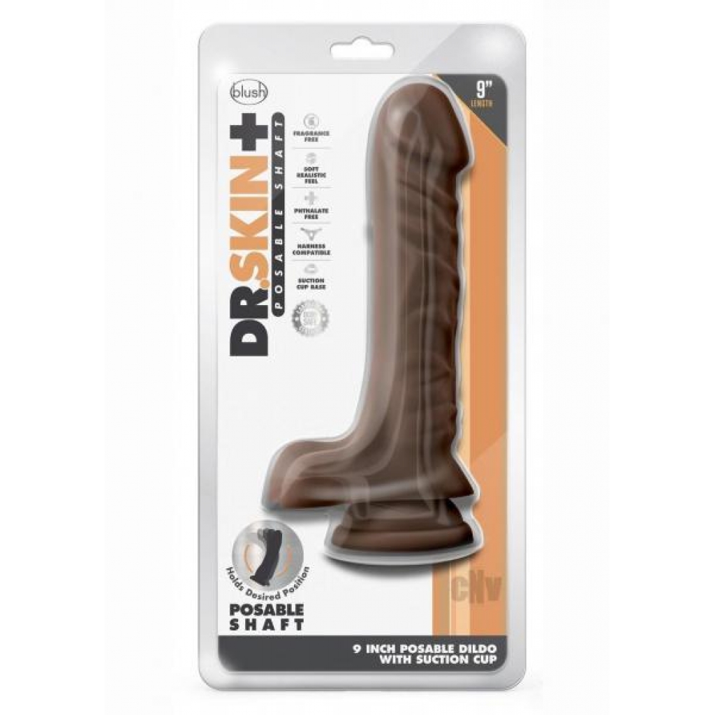 Dr Skin Plus Pose Dildo - 9 Inch Chocolate Brown