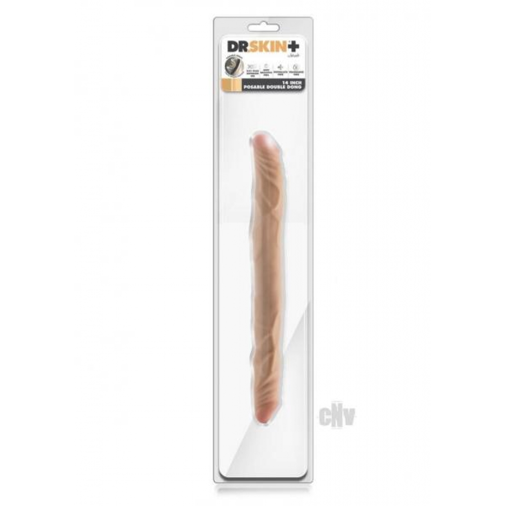 Dr. Skin Plus Posable Double Dong - 14 inches - Vanilla Nude