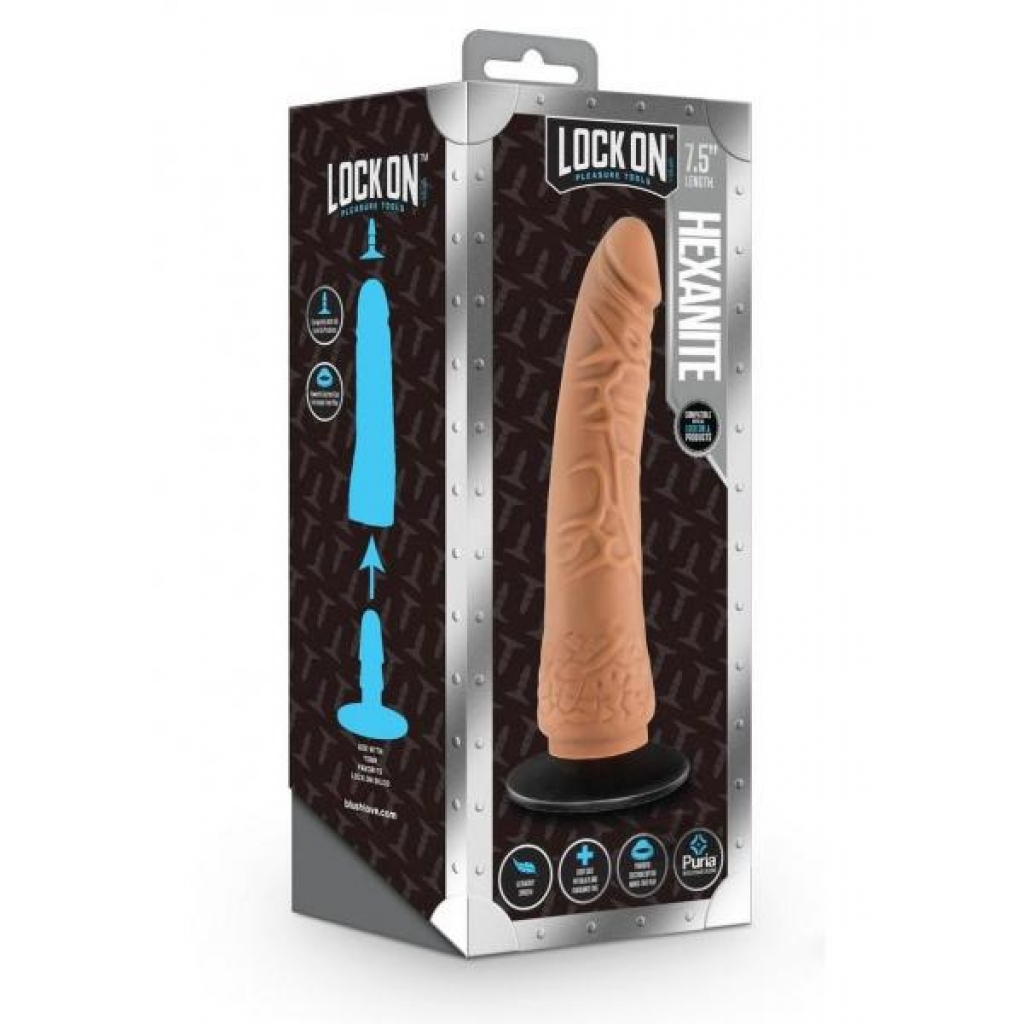 Lock On Hexanite Dildo - Mocha - 7.5in