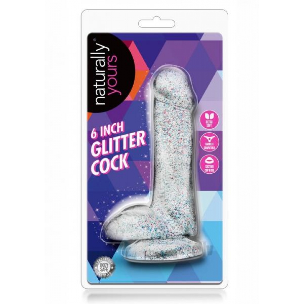 Naturally Yours Glitter Dong - 6-Inch Clear Ecstasy