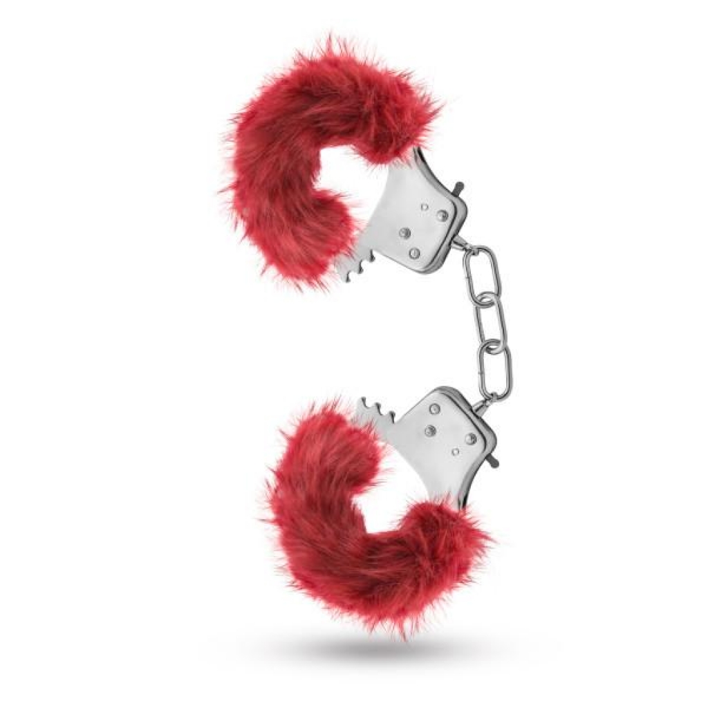 Temptasia Plush Fur Cuffs - Burgundy Red