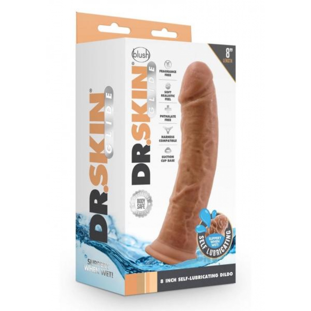 Dr. Skin Glide 8 Inch Self-Lubricating Dildo - Caramel