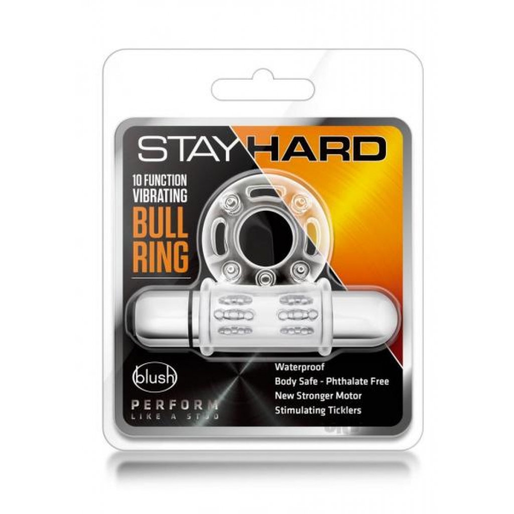 Stay Hard 10x Vibrating Cock Ring - Clear