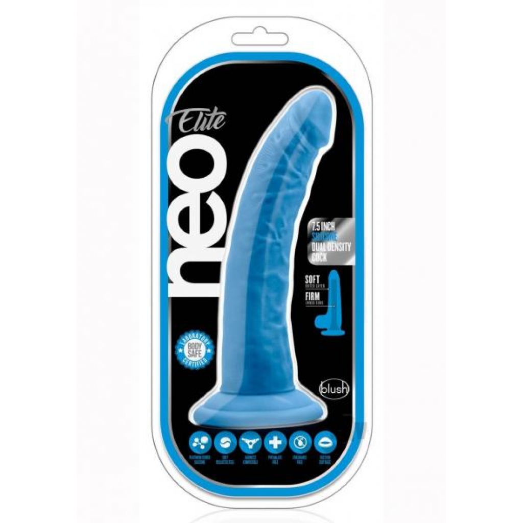 Neo Elite Dual Density Cock - 7.5 Inches - Blue