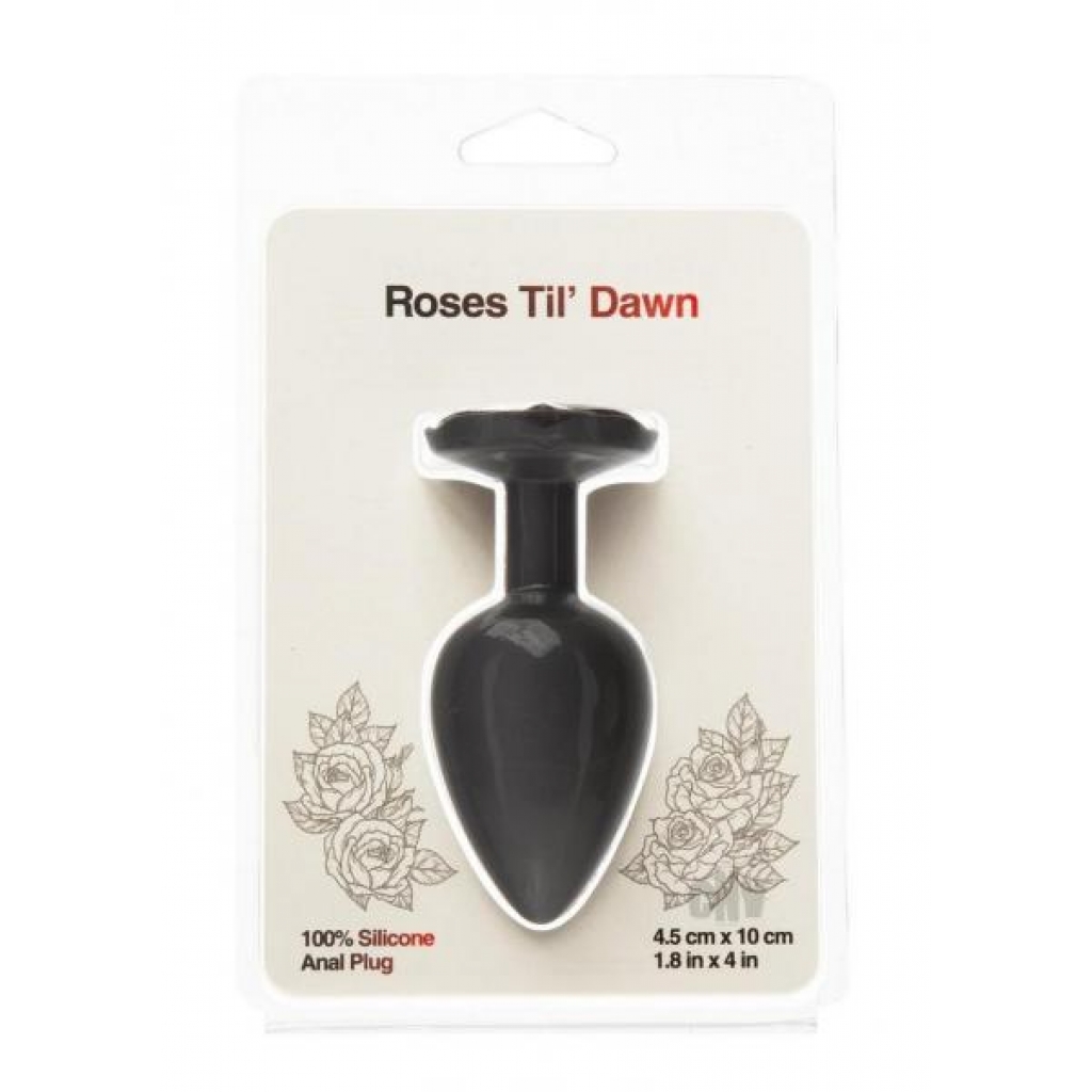 Roses Til Dawn Large Black Silicone Anal Plug