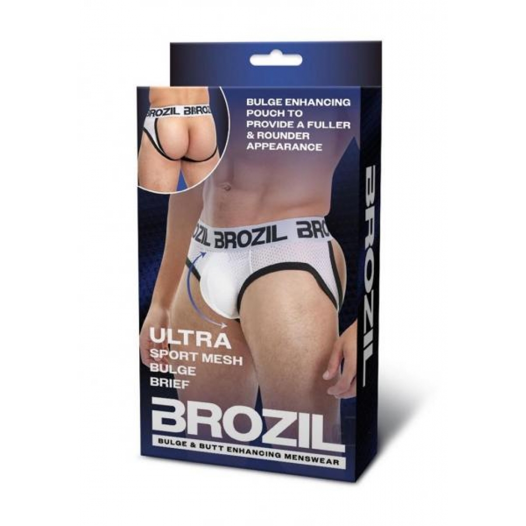 Brozil Open Back Mesh Brief - White - L/XL