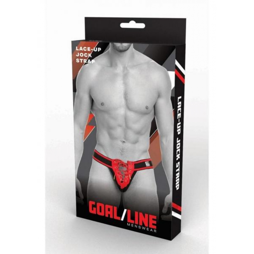 Goal Line Lace Up Jockstrap - L/XL Red