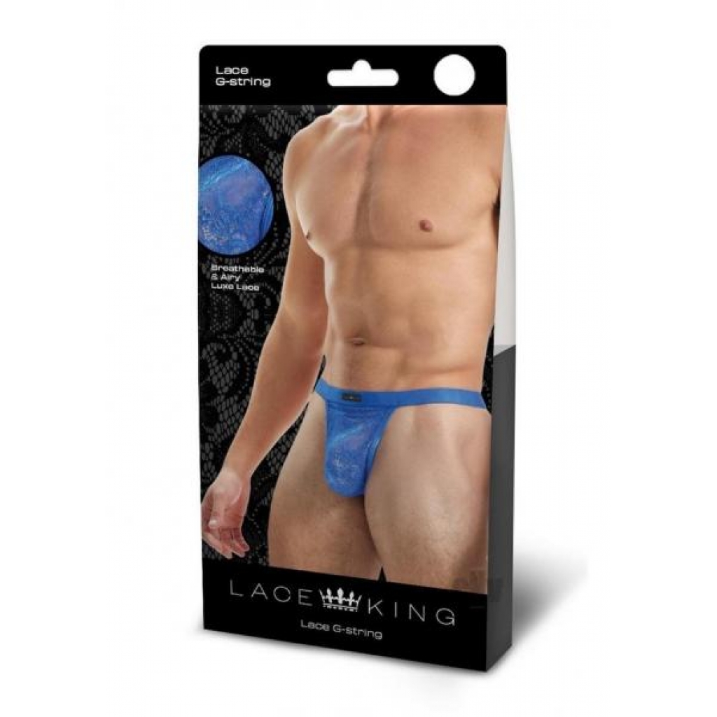 Lace King Lace G-String - L/XL - Blue