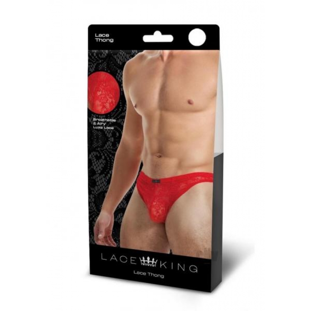 Lace King Lace Thong - Red L/XL