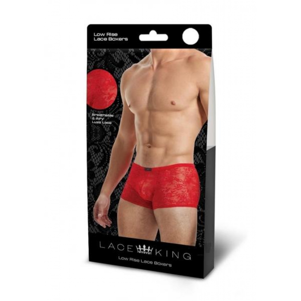 Lace King Lace Trunks - Red L/XL