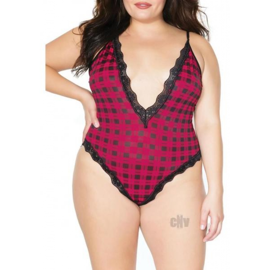 Plaid Teddy in Pink - XL