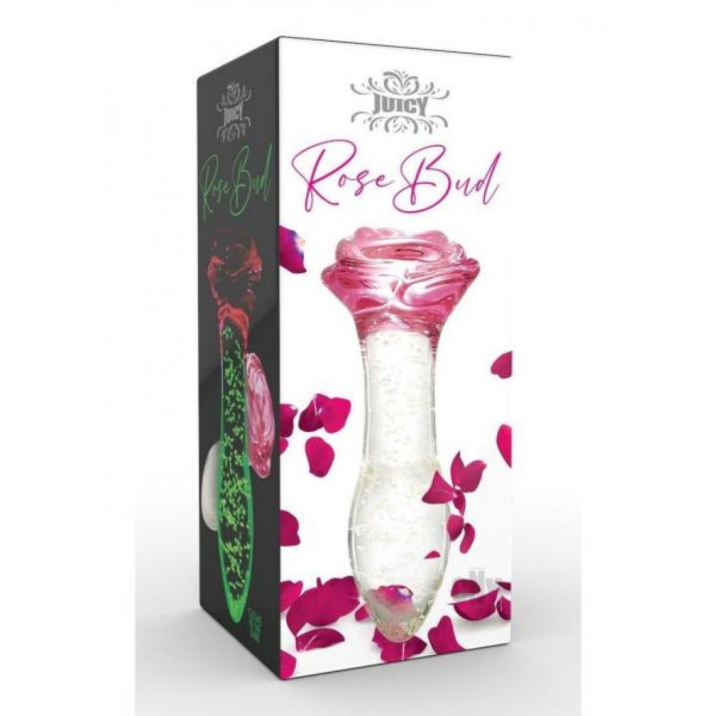 Juicy Glass Rose Butt Plug - Clear/Pink