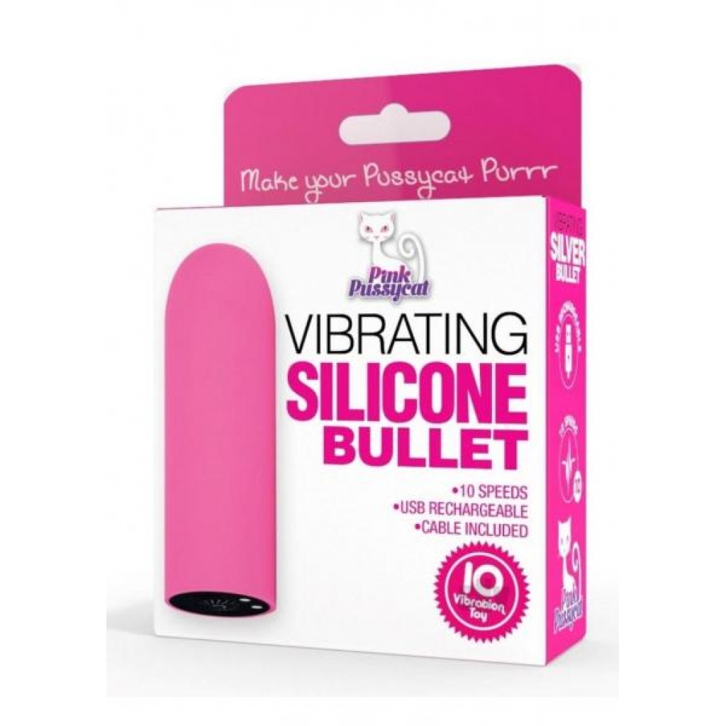 Pink Pussycat Vibrating Silicone Bullet