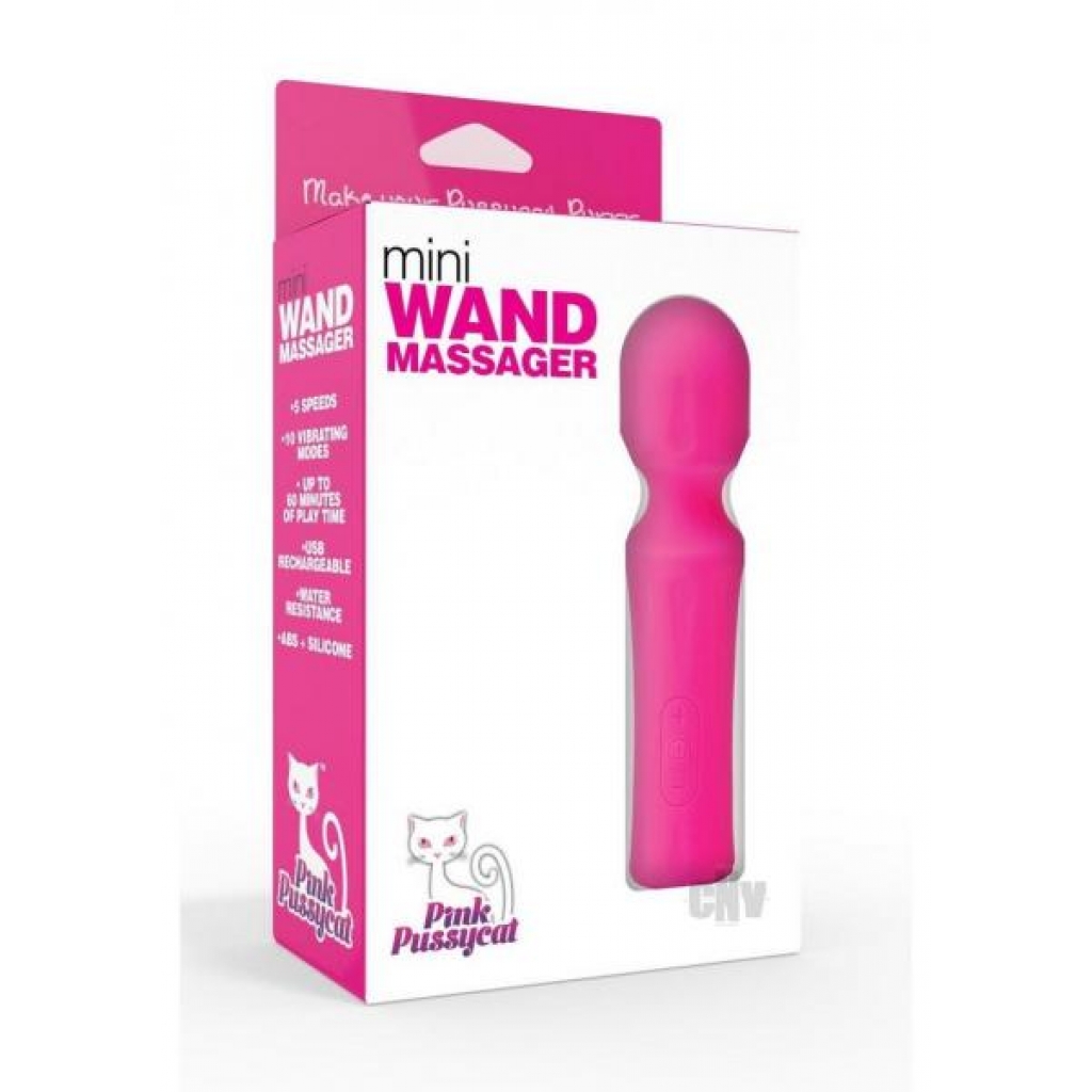 Pink Pussycat Vibrating Mini Wand Massager