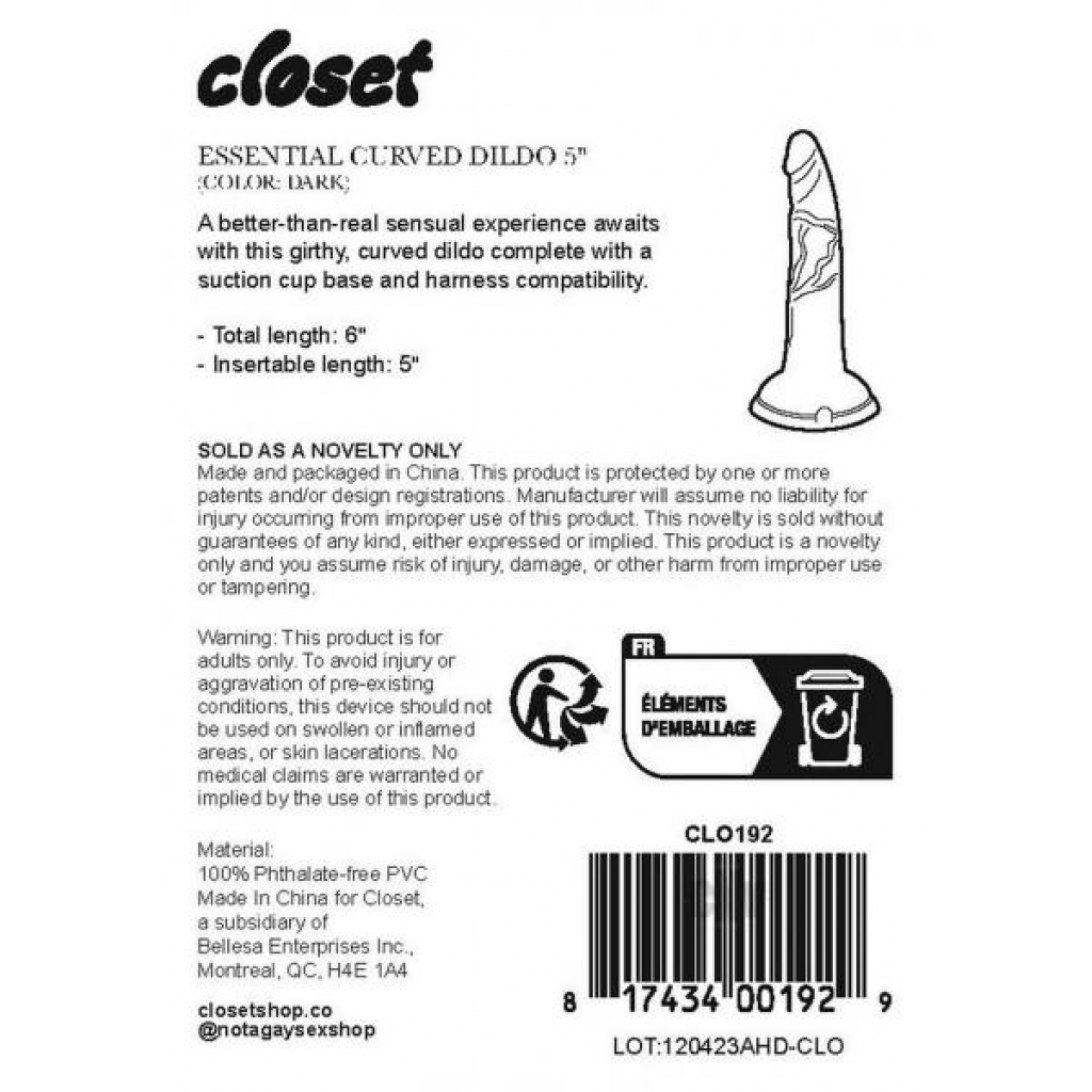 Closet Essential Curved Dildo 5 Dark Brown