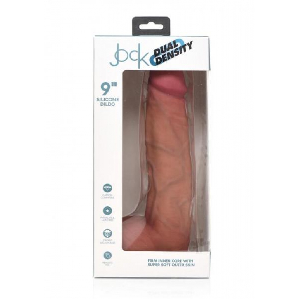 Jock Dual Dense Silicone Dildo with Balls - 9in Beige