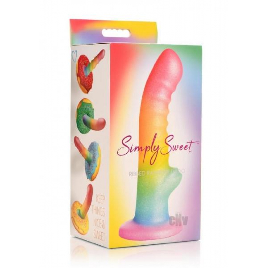 Simply Sweet Ribbed Rainbow Dildo - Vibrant Pleasure