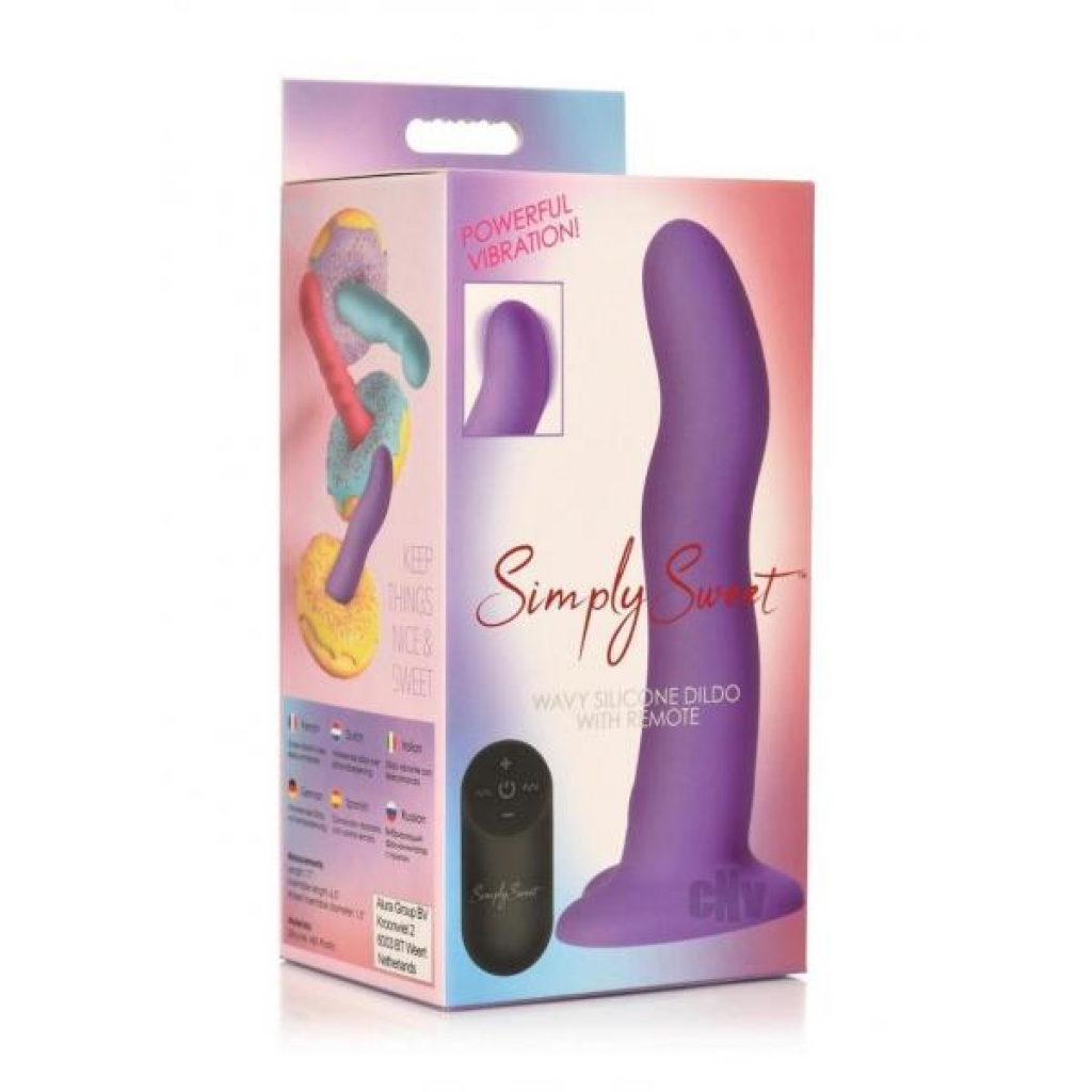 Simply Sweet Wavy Dildo with Remote Control - Purple