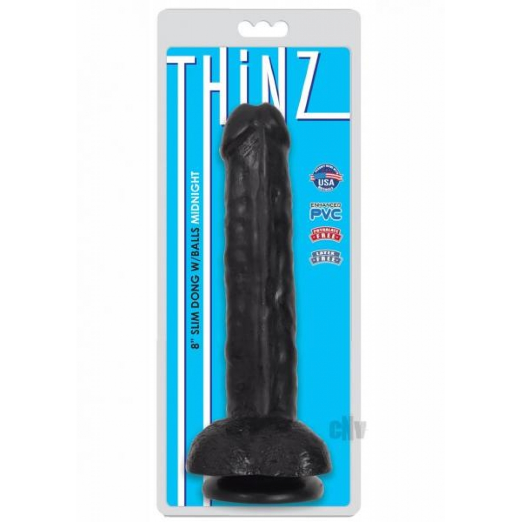 Thniz Slim Dong with Balls - 8 Inches - Black