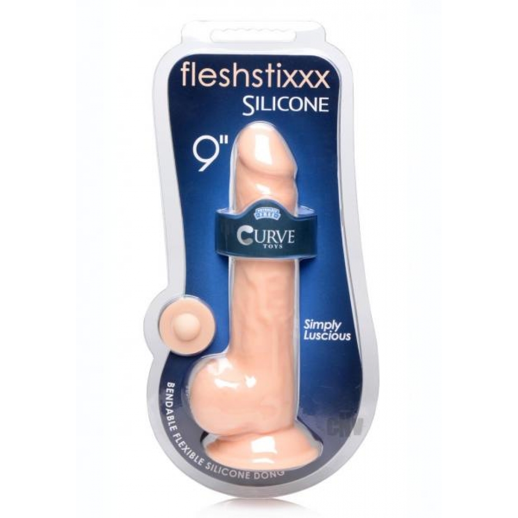 Fleshstixxx Silicone Dong with Balls - 9 inches - Vanilla