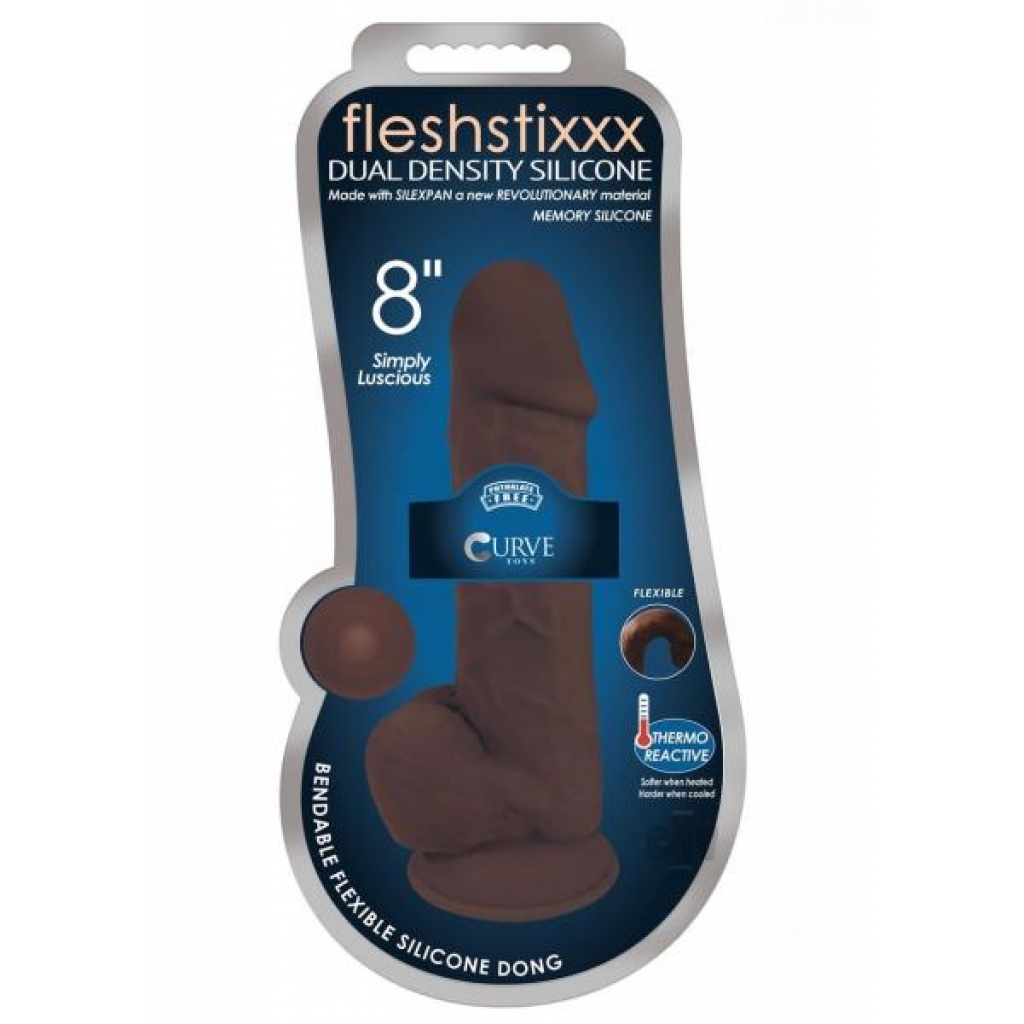 Fleshstixxx Dual Density Dildo with Balls - 8 Inches Choco