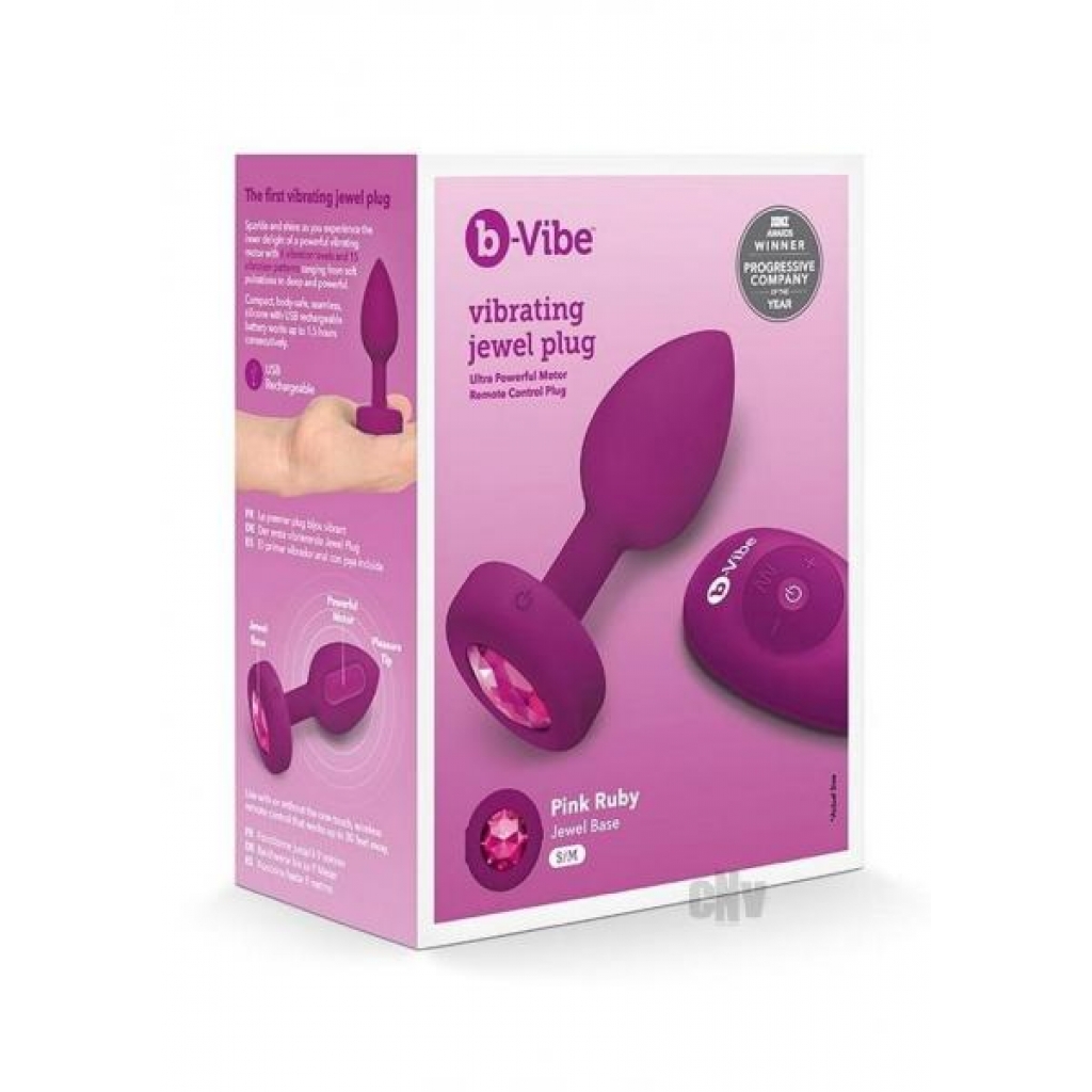 B-Vibe Vibrating Jewel Plug in Fuchsia Pink