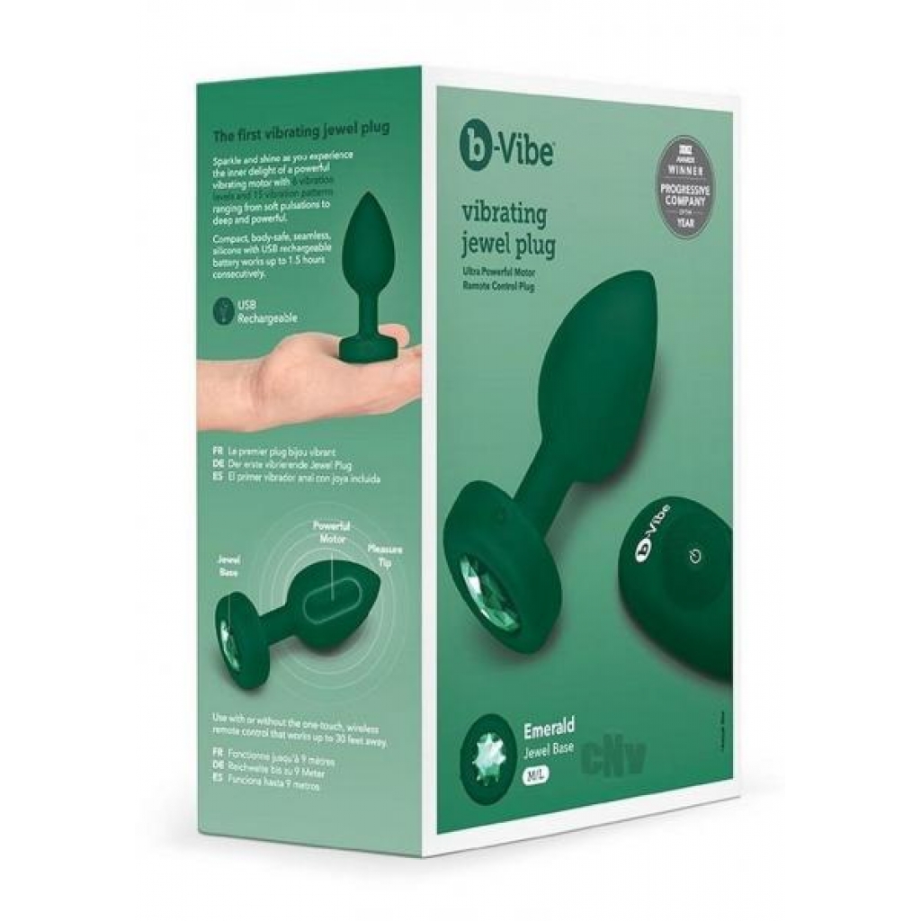 B Vibe Vibrate Jewel Plug M/L - Green