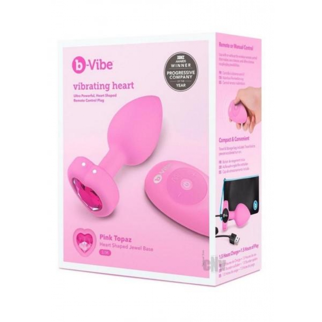 B Vibe Vibrate Heart Jewel Plug - Small/Pink