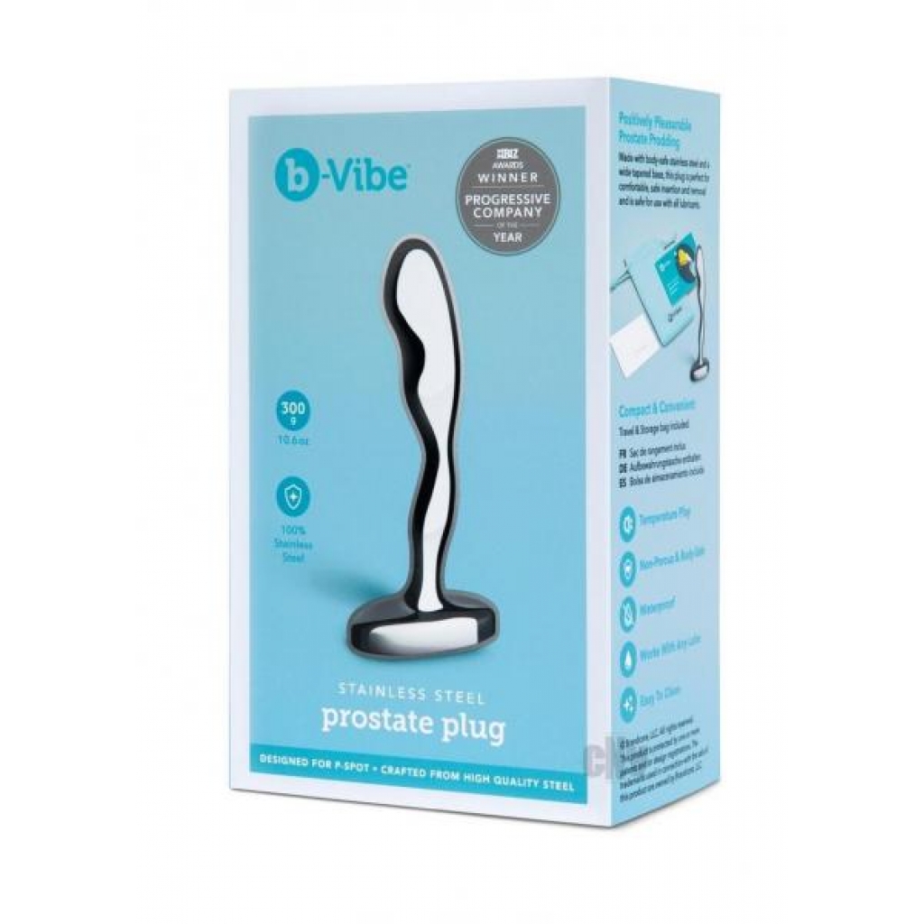 B Vibe Stainless Steel Prostate Plug - Silver