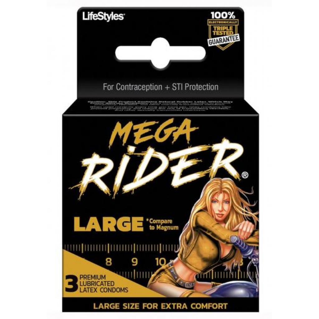 Mega Rider Extra Comfort Latex Condoms - 3 Pack