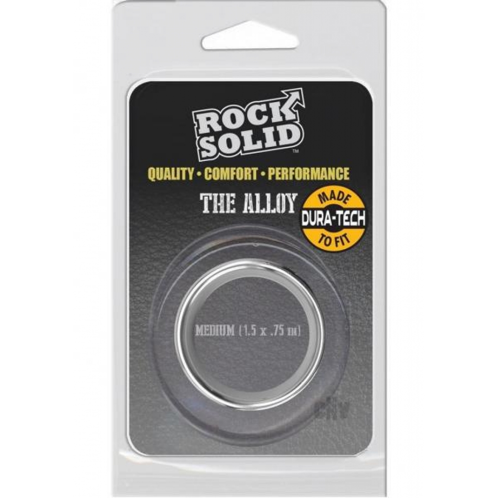 Rock Solid Brushed Alloy Medium Cock Ring - Silver