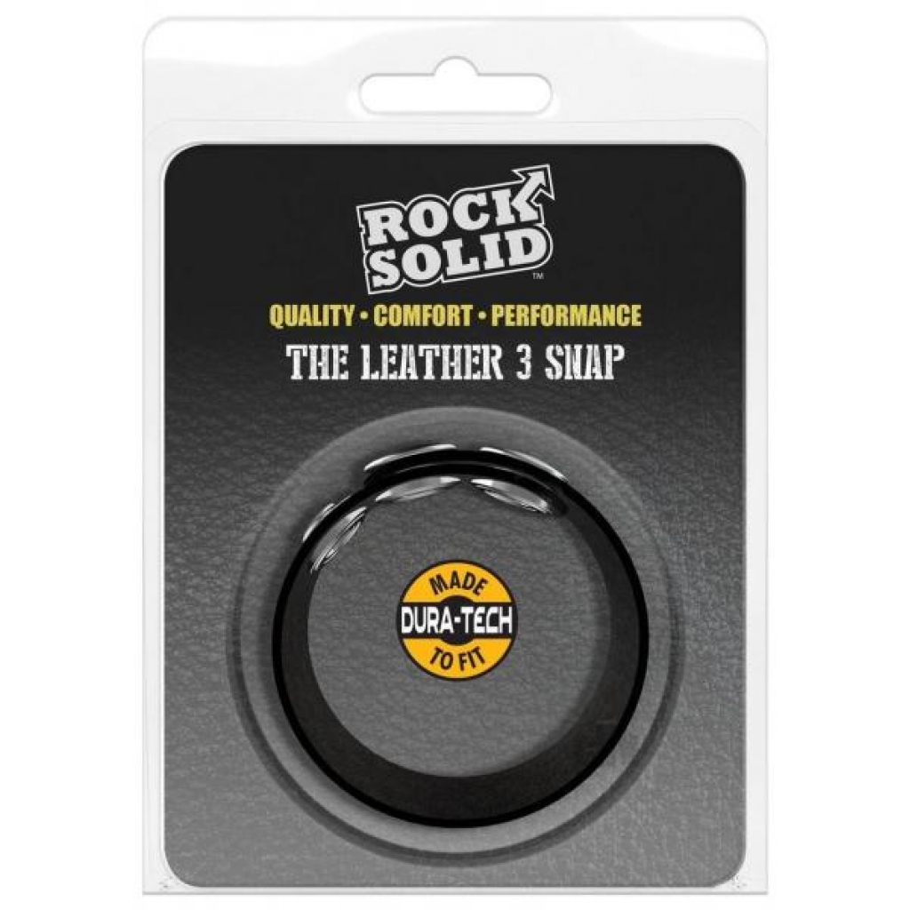 Rock Solid Genuine Leather 3-Snap Cock Ring