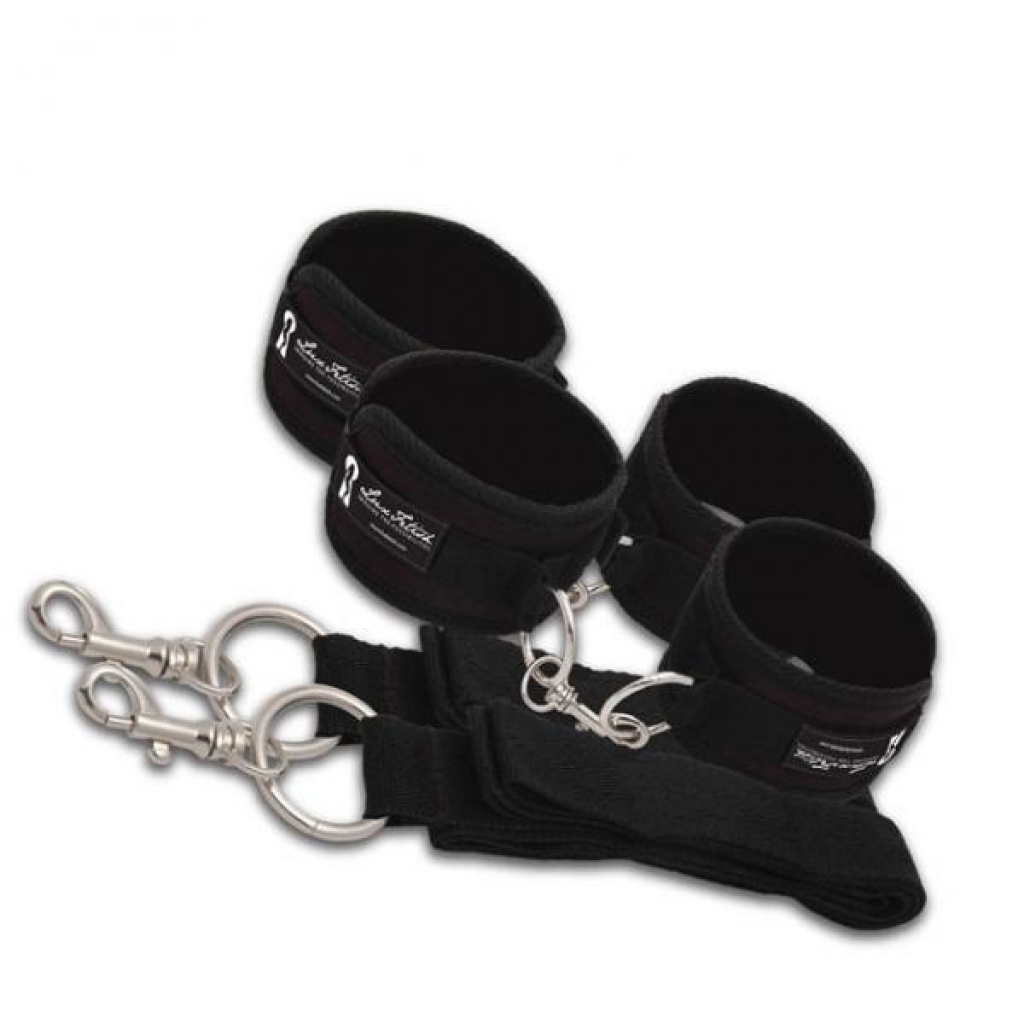 Lux Fetish 7-Piece Bed Spreader Restraint System - Black