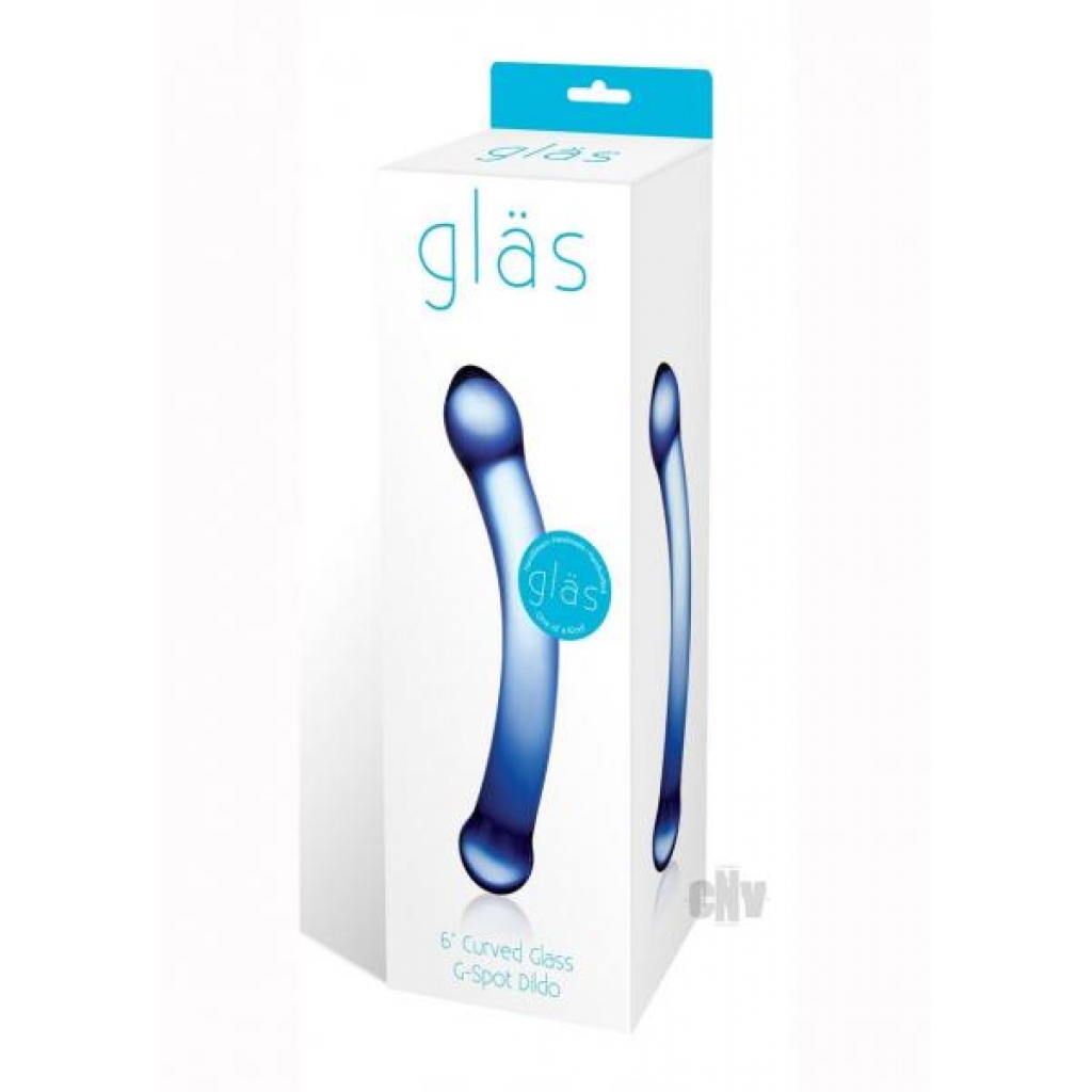 Curved G-Spot Glass Dildo - Blue 6 Inches