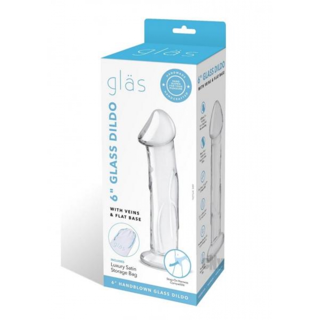 Clear Glass Dildo with Veins - 6 inches